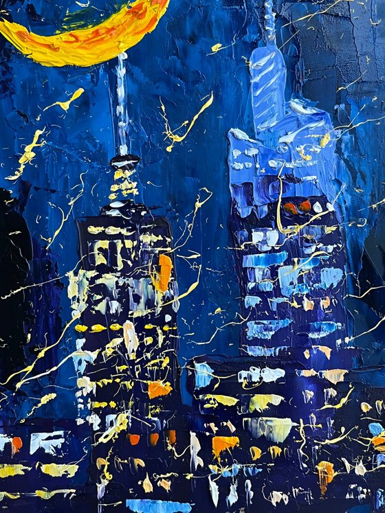 New York Painting Cityscape Original Art NYC Oil Impasto Artwork Small Landscape Wall Art 8 by 10" by Halyna Kirichenko