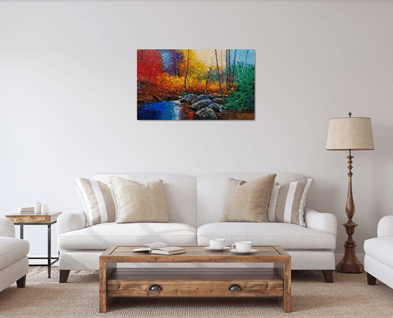 Colorful landscape (100x60cm, oil painting, palette knife)