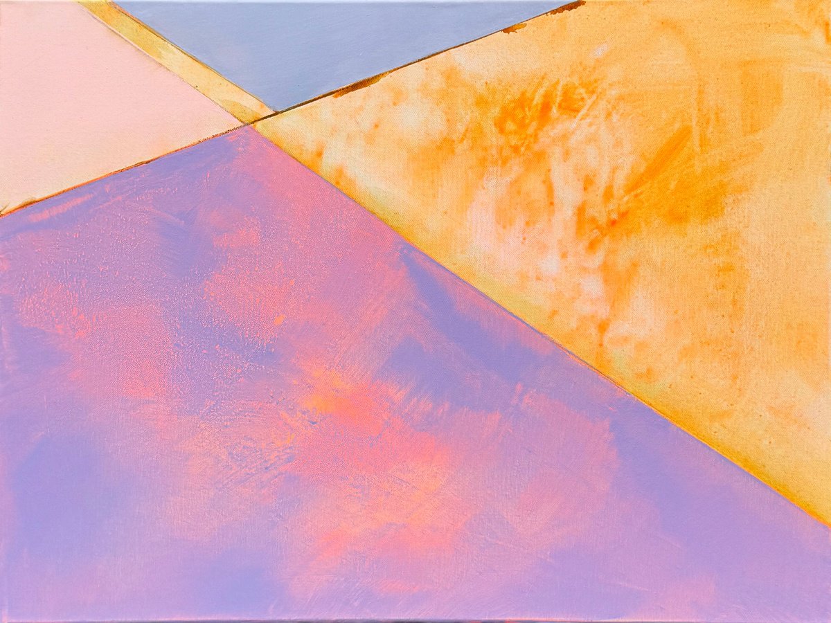 Geometric Abstract Acrylic Painting By Katrin Roth, 31 X 24", Intersection Planes 2, Original Artwork