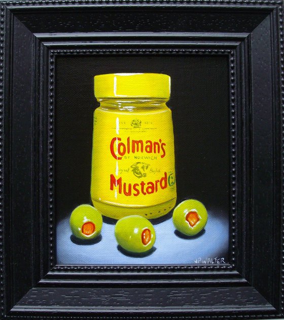 Colman's mustard with olives