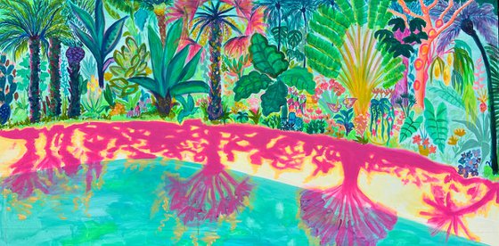 Pink Shadows By The Pool