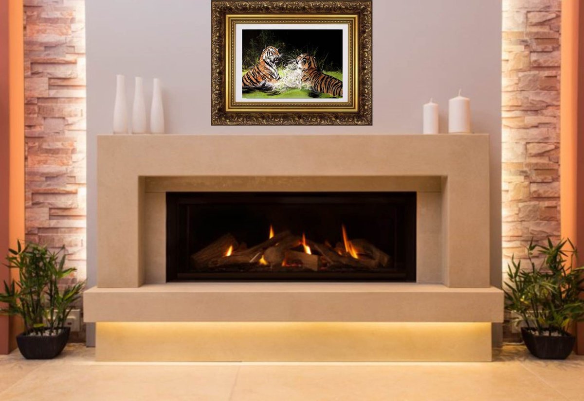 Photorealistic Animal Pastel Drawing By Deimante Bruzguliene, 28 X 20, Tiger Fight, Original Artwork