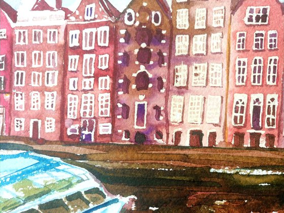 Inspired by Amsterdam. - ORIGINAL WATERCOLOR PAINTING.