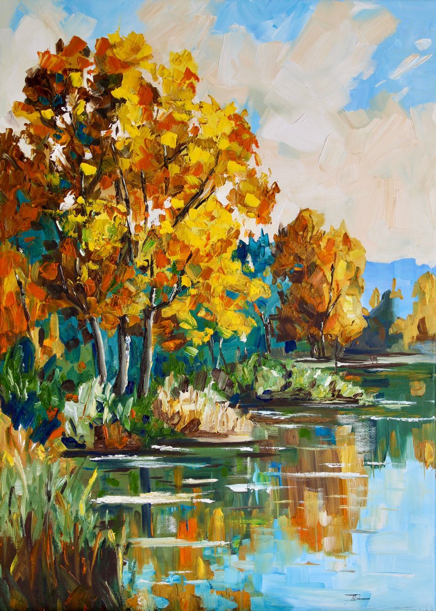 Golden Trees By Liza Illichmann, 20 X 28, Artwork For Sale On Artfinder