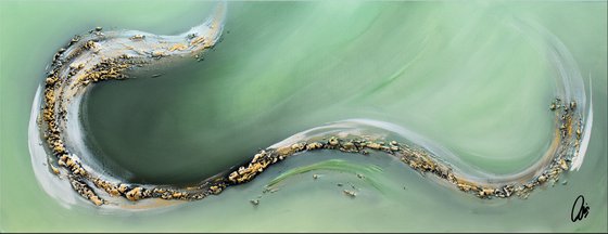 Green Wave - Abstract- Painting- Acrylic Canvas Art - Wall Art - Large Painting - Green Art - Modern Art