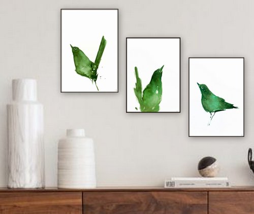 Birds. Set of 3 Bird Artworks. by Nadia Moniatis