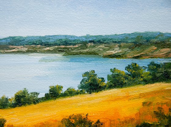 Summer landscape. Oil painting. Original Art. 12 x 14