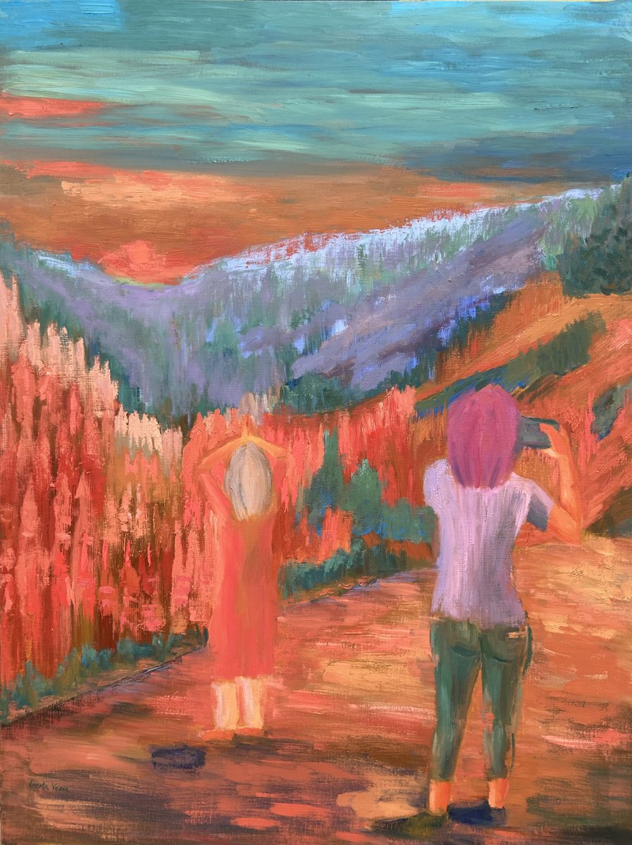 Expressive Portrait Oil Painting By Geeta Yerra, 37 X 49, Foreigners Everywhere, Original Artwork