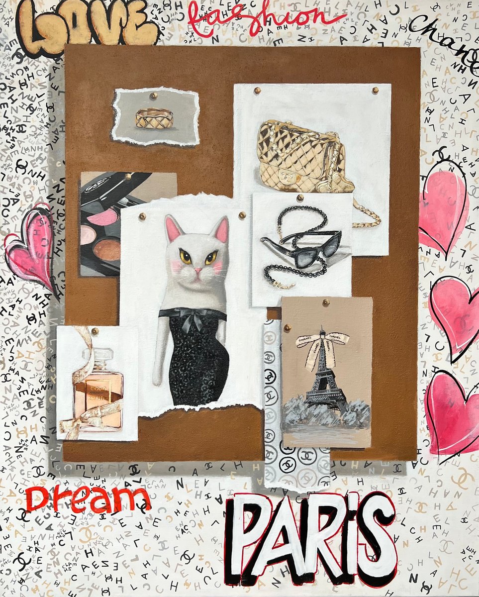 Still Life Acrylic Painting By Olesya Izmaylova, 32 X 39", Dreaming Of Paris, Original Artwork