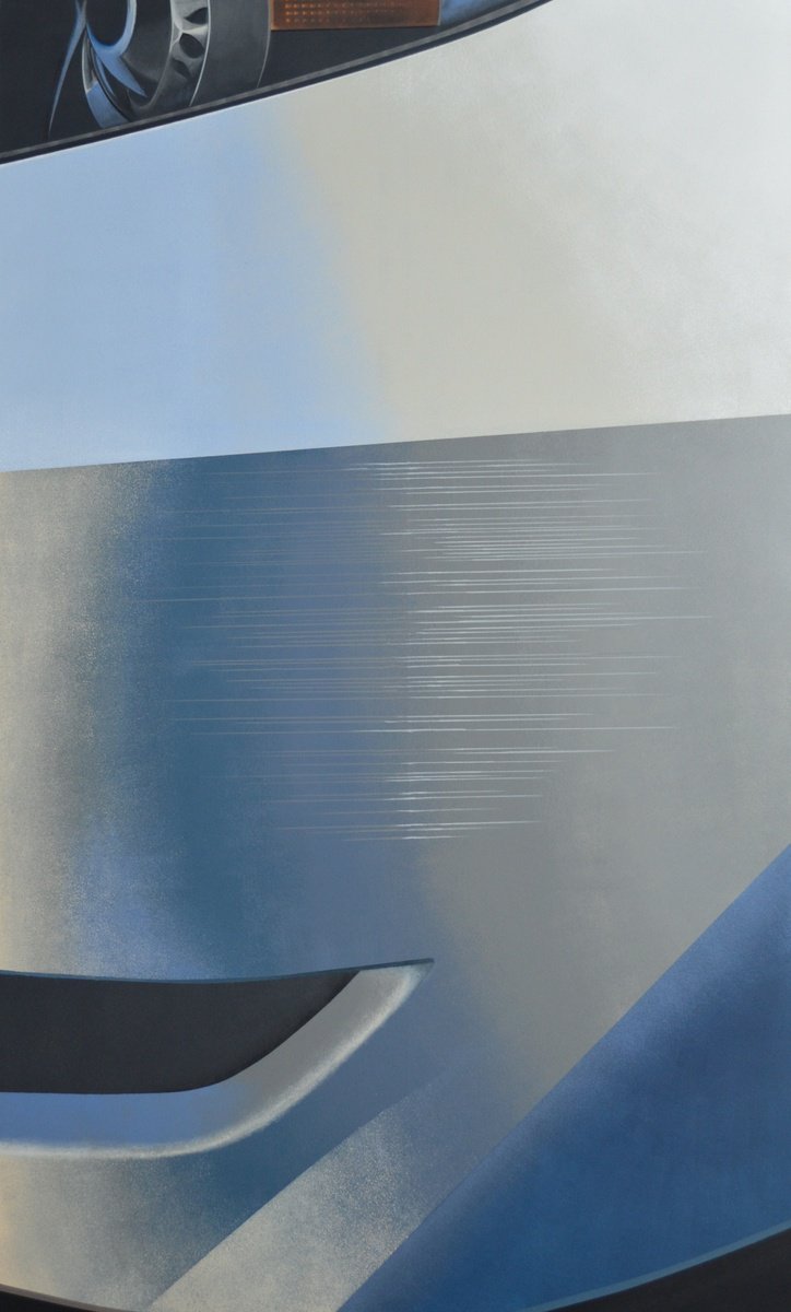 Photorealistic Abstract Acrylic Painting By Wojciech Sumara, 47 X 79", Bodywork Scratch Ii, Original Artwork