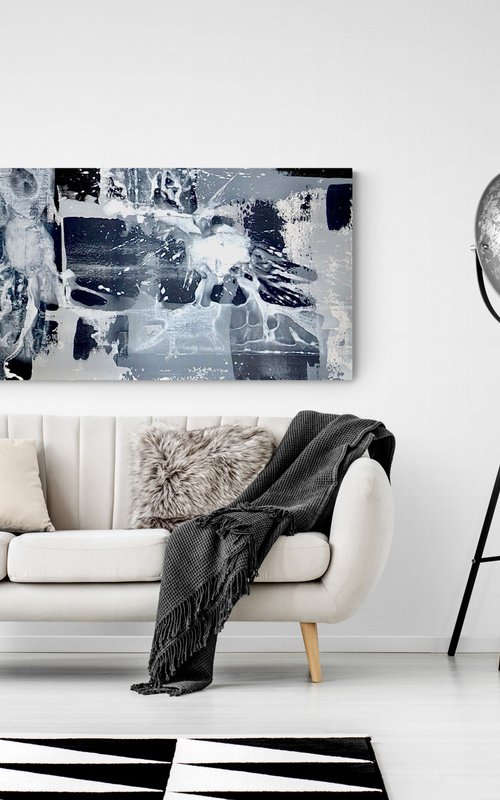 Abstraction No. 20204 black & white XXL by Anita Kaufmann