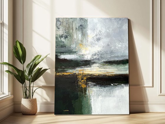 Ochre Light Across Green Depths