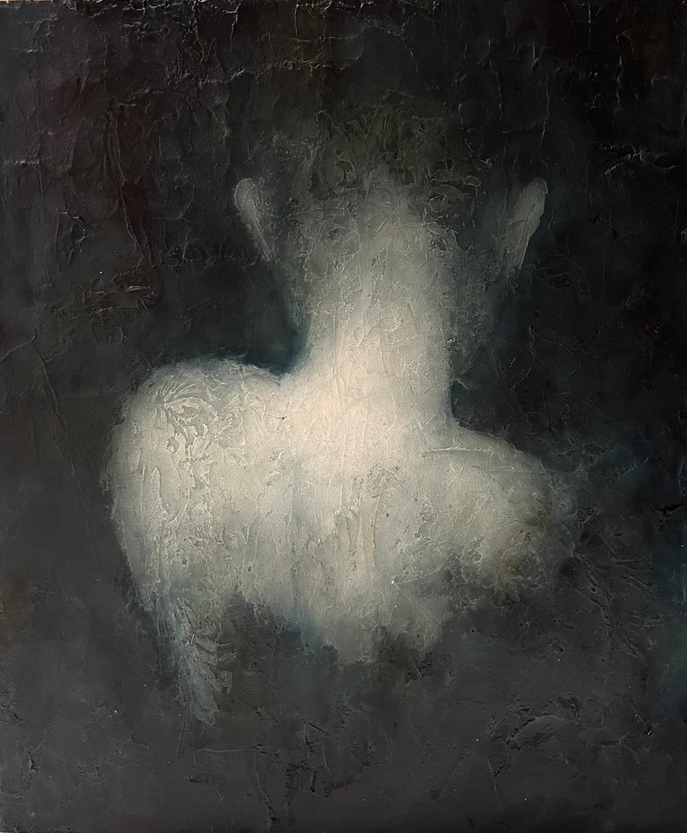 Expressive Portrait Acrylic Painting By Liubou Sas, 21 X 25", Transformation #4, Original Artwork