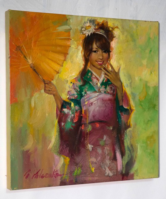 Sunny girl in kimono