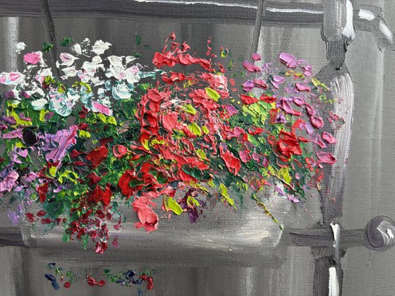 The flowers in the pot