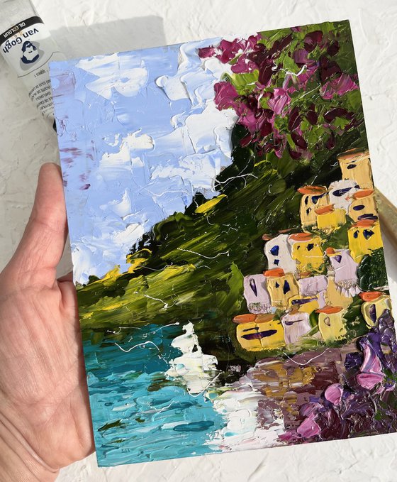 Positano original oil impasto painting