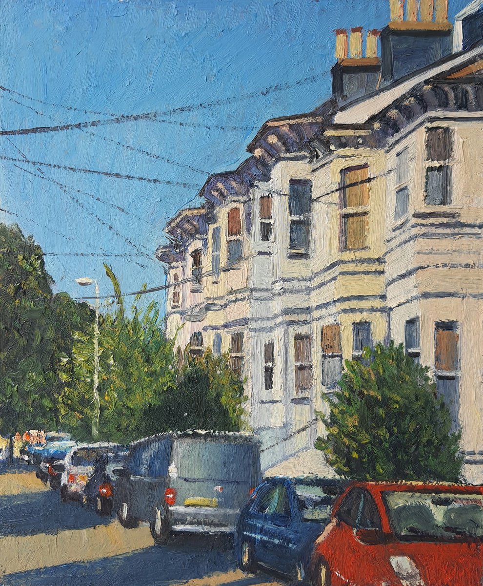 Impressionistic Cityscapes Oil Painting By Roberto Ponte, 10 X 12", Brighton Springfield Rd, Original Artwork