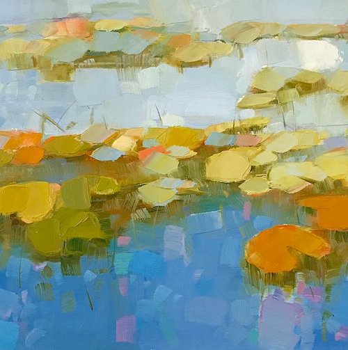 Waterlilies, Original oil Painting, Large Size, Handmade artwork, One of a Kind by Vahe Yeremyan