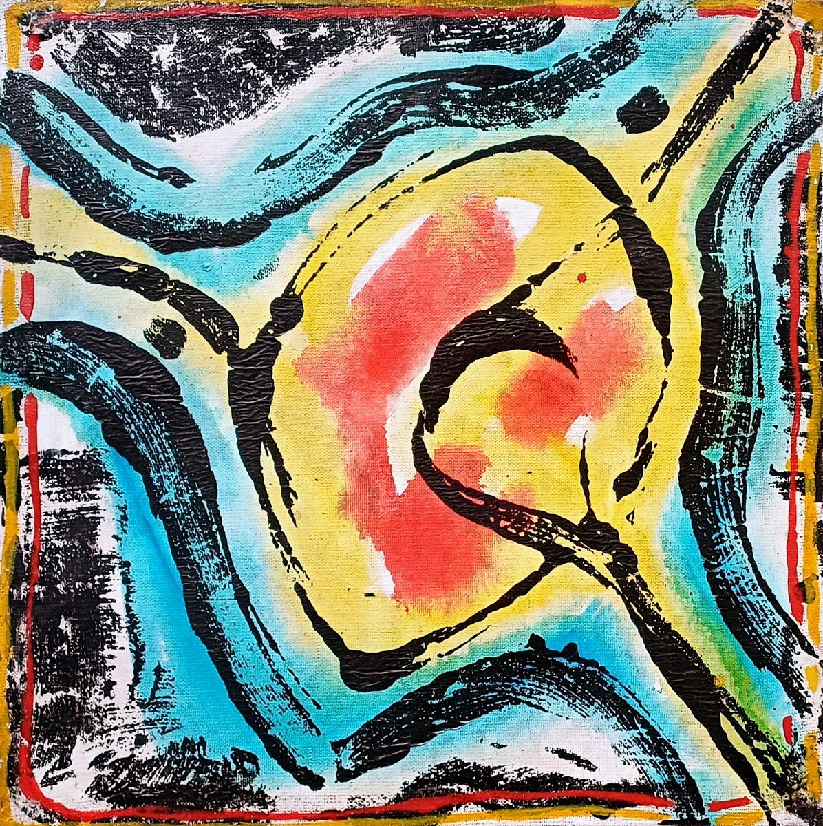 Abstract Acrylic Painting By Stanislav Bojankov, 16 X 16", Heart-Xx, Original Artwork