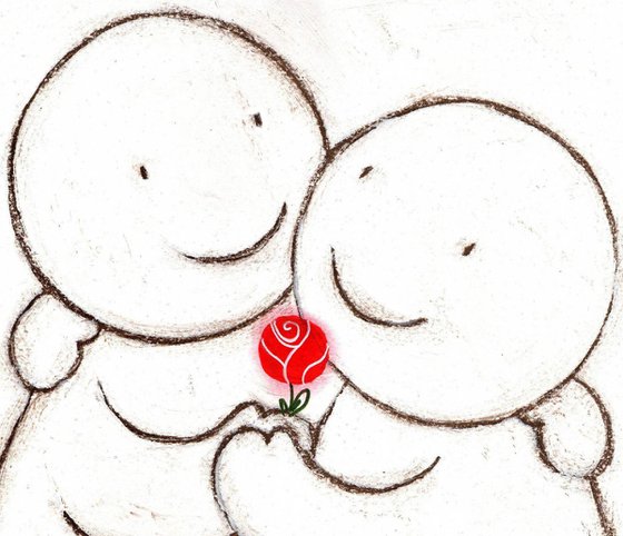 Hugs 49 with rose. Unframed