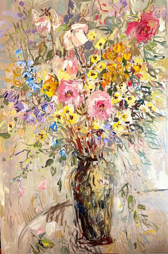 Vase of flowers.
