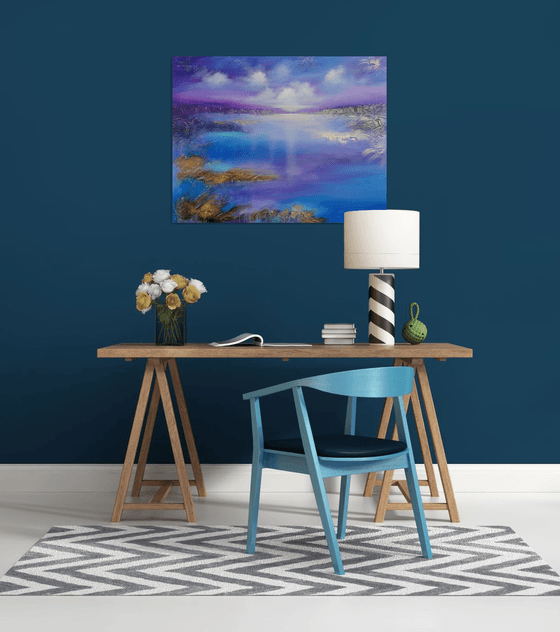 A XL large beautiful modern semi-abstract seascape painting "Miracle moment"