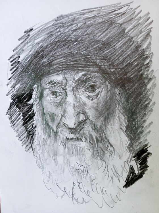 Portrait of Jewish Old Man by Rembrandt /THE COPY (XVII cent)
