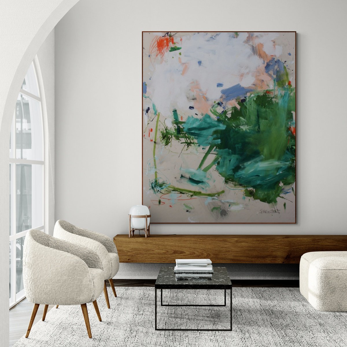 Expressive Abstract Painting By Daniela Schweinsberg, 63 X 79, Almwiesengluck, Original Artwork