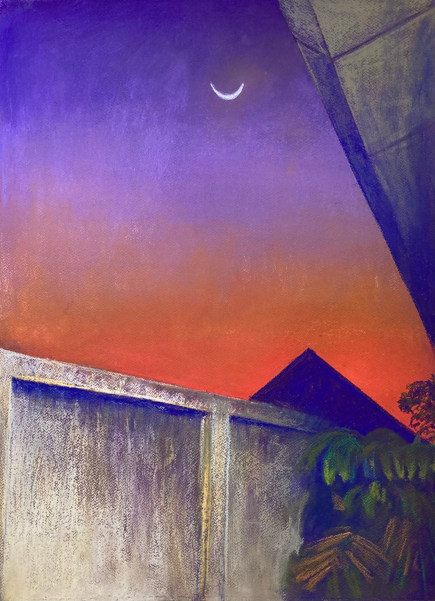 Impressionistic Landscape Pastel Drawing By John Cottee, 22 X 30, Sky Geometry, Original Artwork