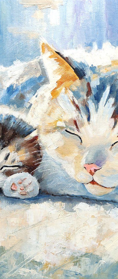 Sleeping Cat and Kitten by Yulia Berseneva