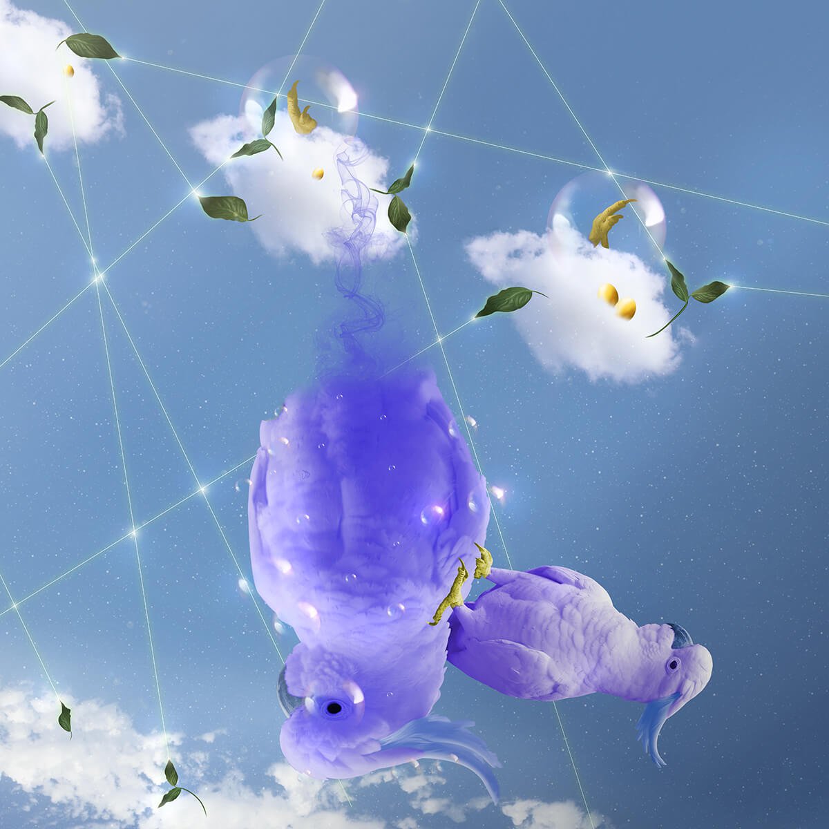 Surrealistic Animal Print By Vanessa T Stefanova, 24 X 24", Smokey Bird, Original Artwork