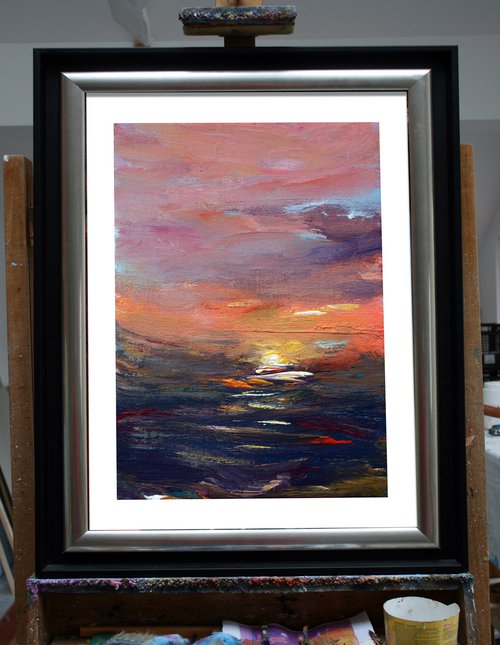 DISCOUNT SPECIAL PRICE " GOLDEN TWILIGHT 01 " ORIGINAL PAINTING, SUNSET,SEASCAPE by mir-jan