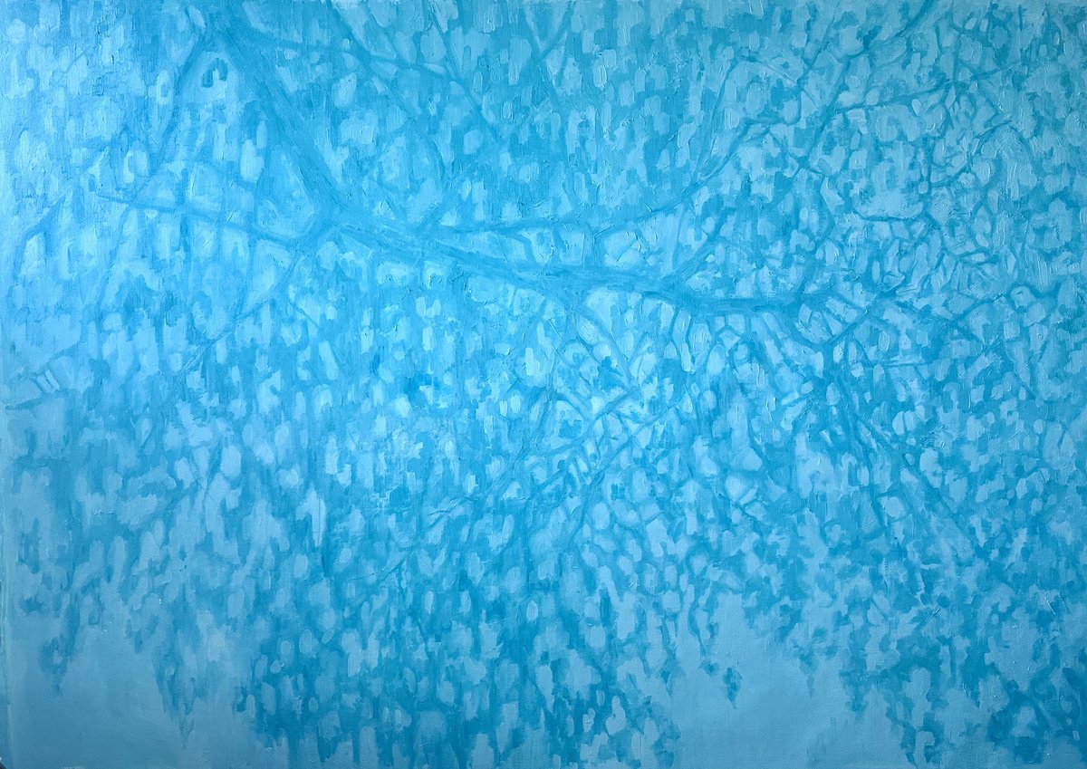 Expressive Abstract Oil Painting By Nataliya Lemesheva, 79 X 59", Shadow 16. Big Turquoise, Original Artwork