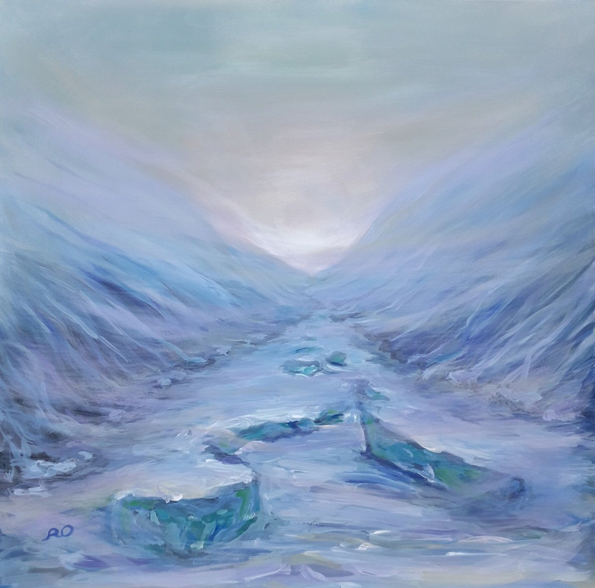  Winter Fog Over A Frozen Mountain Lake By Olga Rokhmanyuk | Roartus, 24 X 24, Artwork For Sale On Artfinder