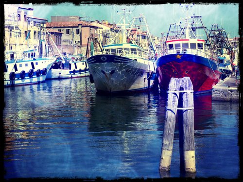 Venice sister town Chioggia in Italy - 60x80x4cm print on canvas 01062m2 READY to HANG by Kuebler