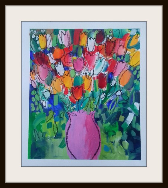 Tulips in a Pink Vase III