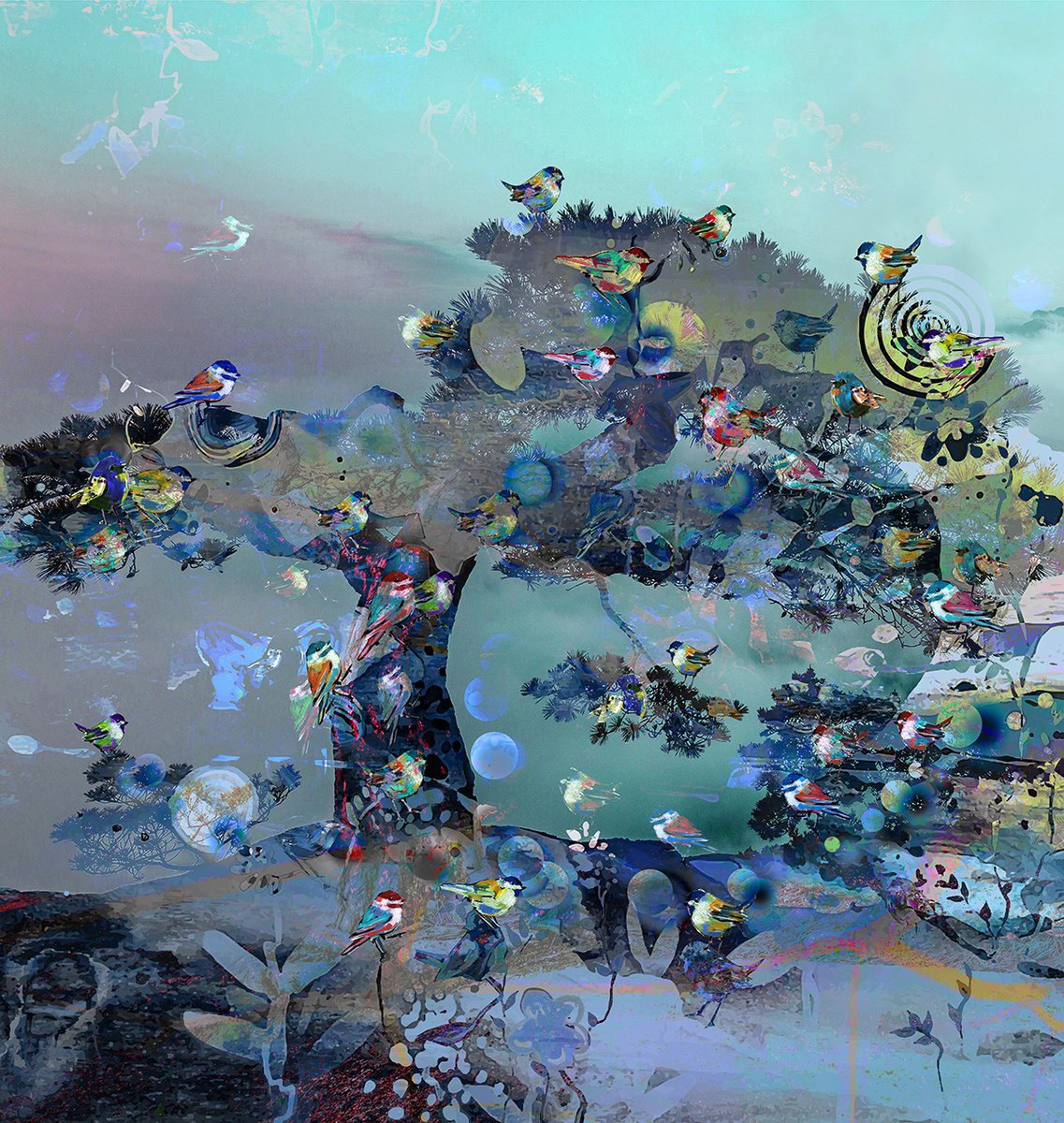 Impressionistic Giclee Print , True Blue Furu Ii By Randi Antonsen, 15 X 15, Artwork For Sale On Artfinder