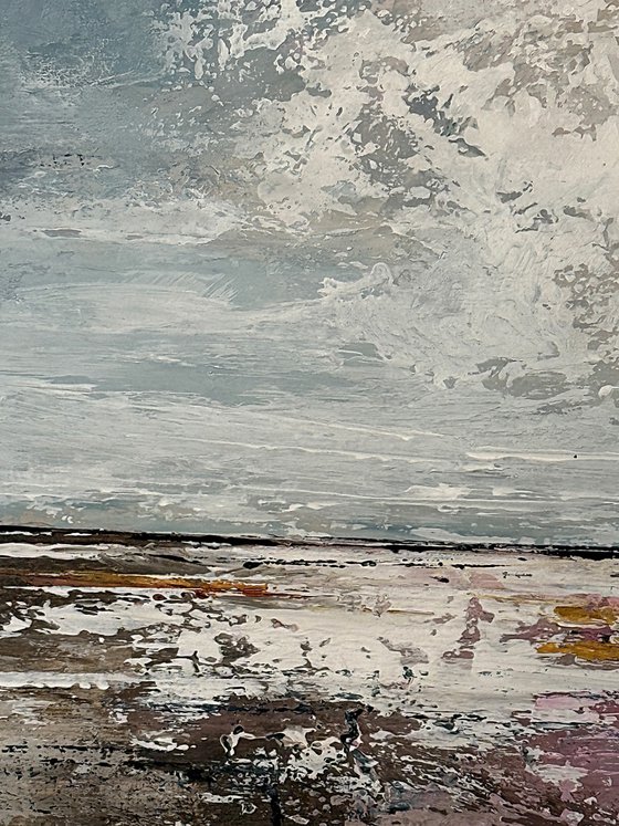 Blush Terrain – Blue Pink Abstract Landscape