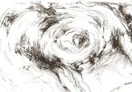 Ink drawing black and white abstraction The storm