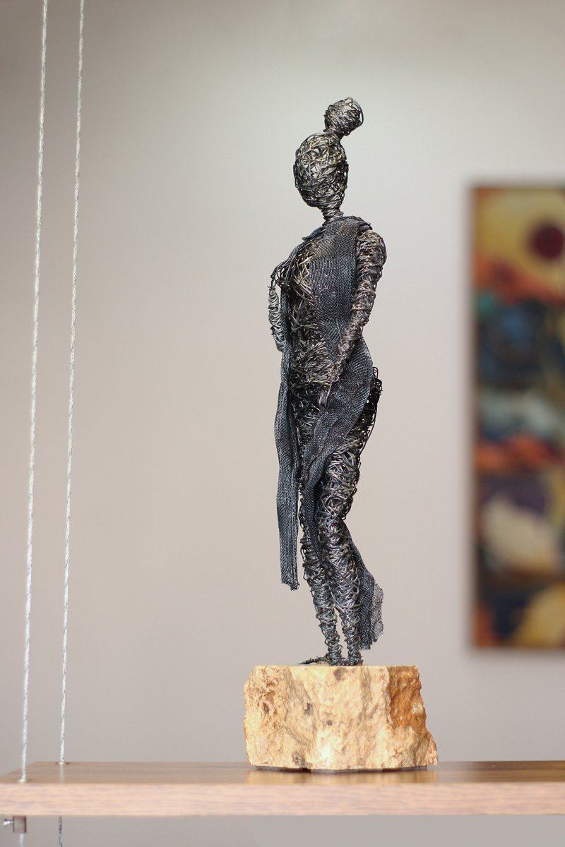 Expressive Portrait Sculpture By Karen Axikyan, 4 X 17", The Girl With The Sheet, Original Artwork