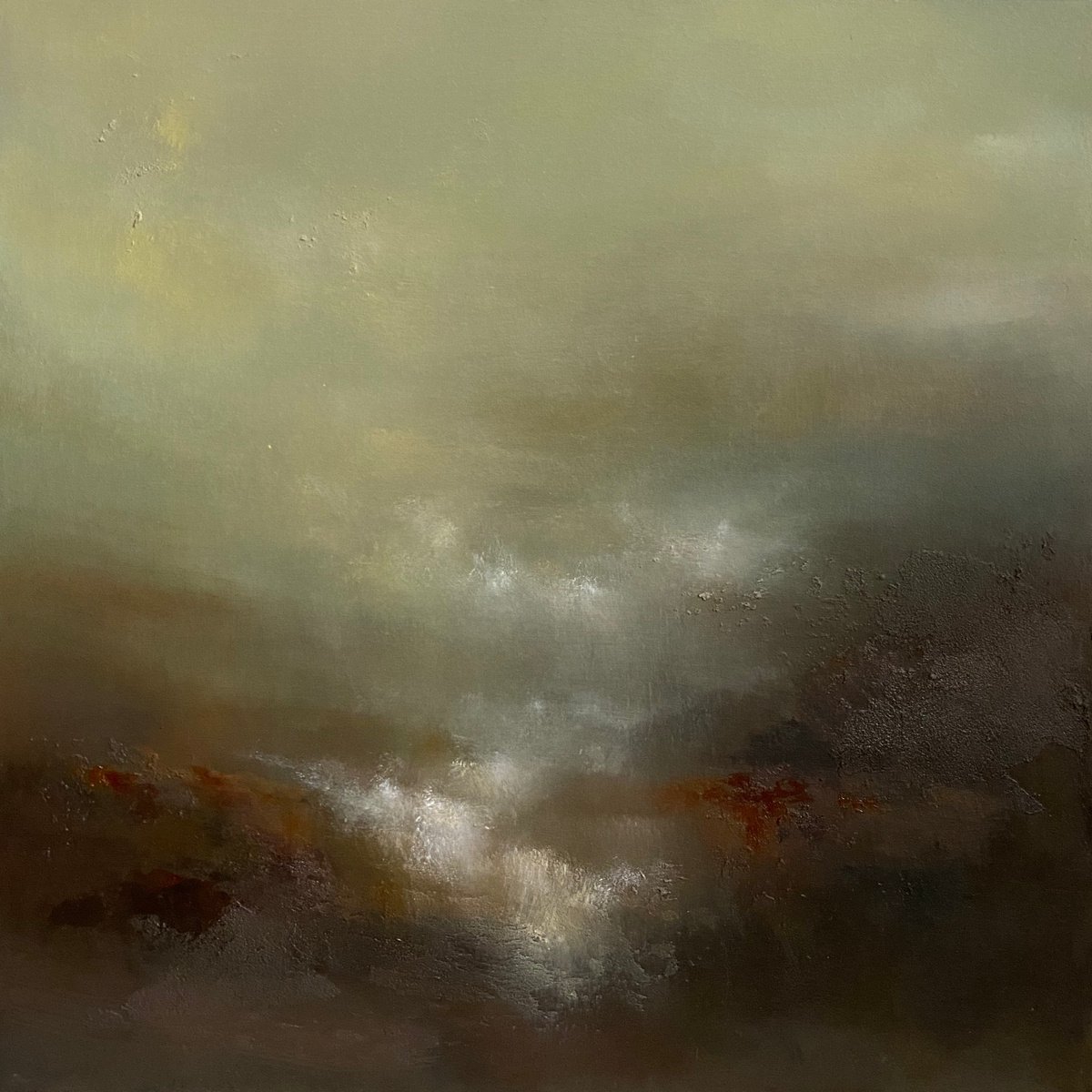 Expanse 50X50 cm - gift idea loft idea urban art wall decor original oil painting gold o... by Elena Troyanskaya