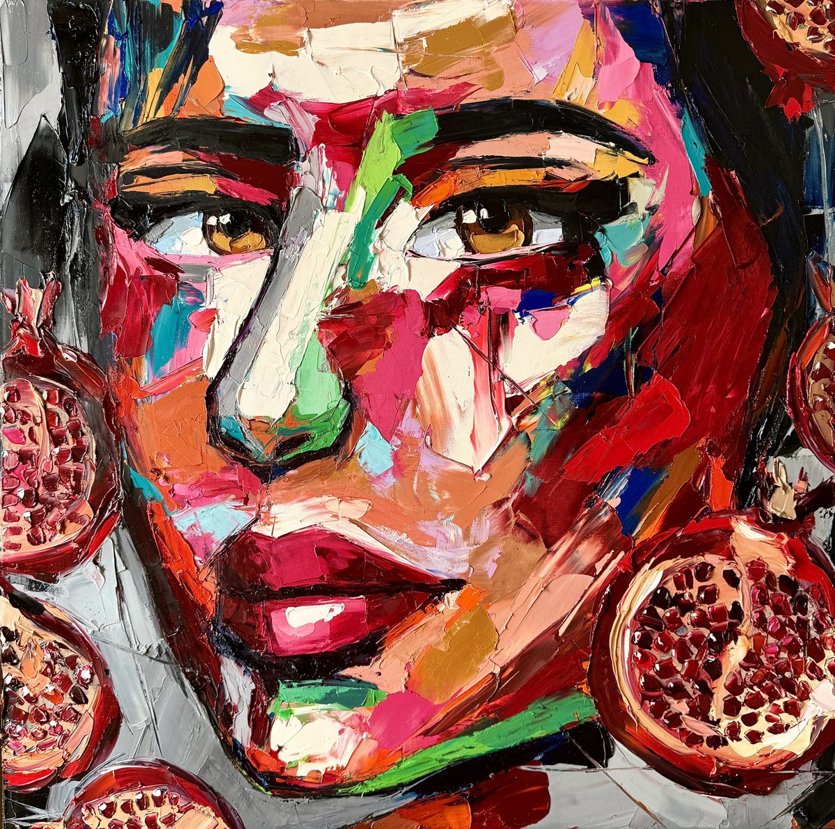 Expressive Oil Painting , Crimson Queen By Lina Redford, 24 X 24, Artwork For Sale On Artfinder