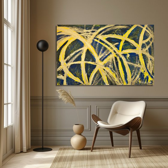 Gold Blue XXL Painting