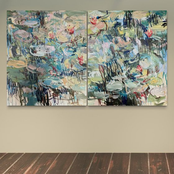Spring pond. Diptych