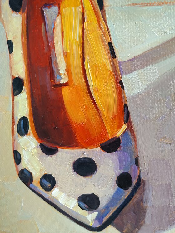 Retro pictures series -6  Old Shoes(24x30cm, oil painting, ready to hang)