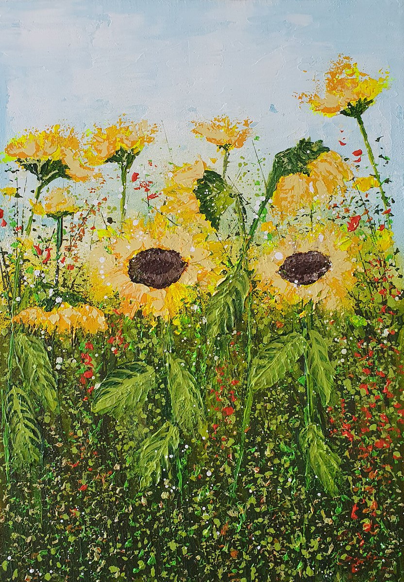 The Sunflowers Field By Cinzia Mancini, 16 X 24, Artwork For Sale On Artfinder