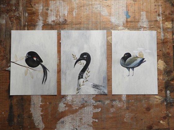 Birds, set of 3