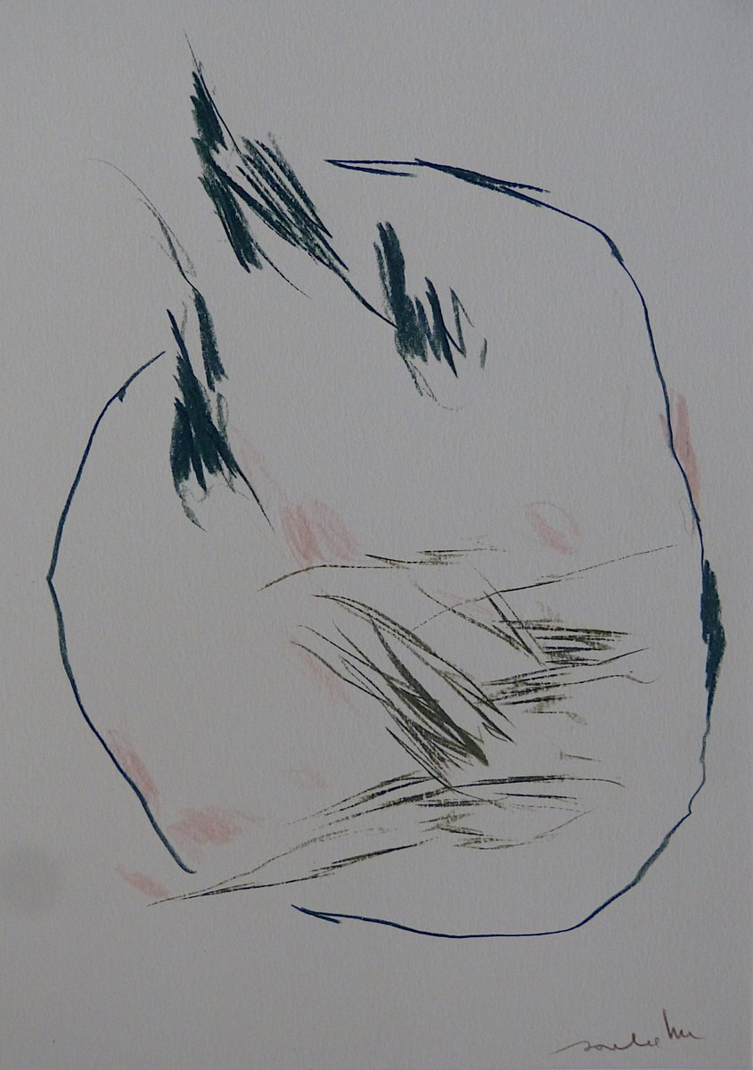 Expressive Portrait Pencil Drawing By Frederic Belaubre, 8 X 11, The Electric Face 1, Original Artwork