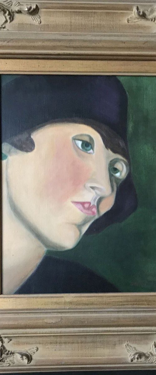 WOMAN IN HAT  (AFTER LEMPICKA) by Leslie Dannenberg