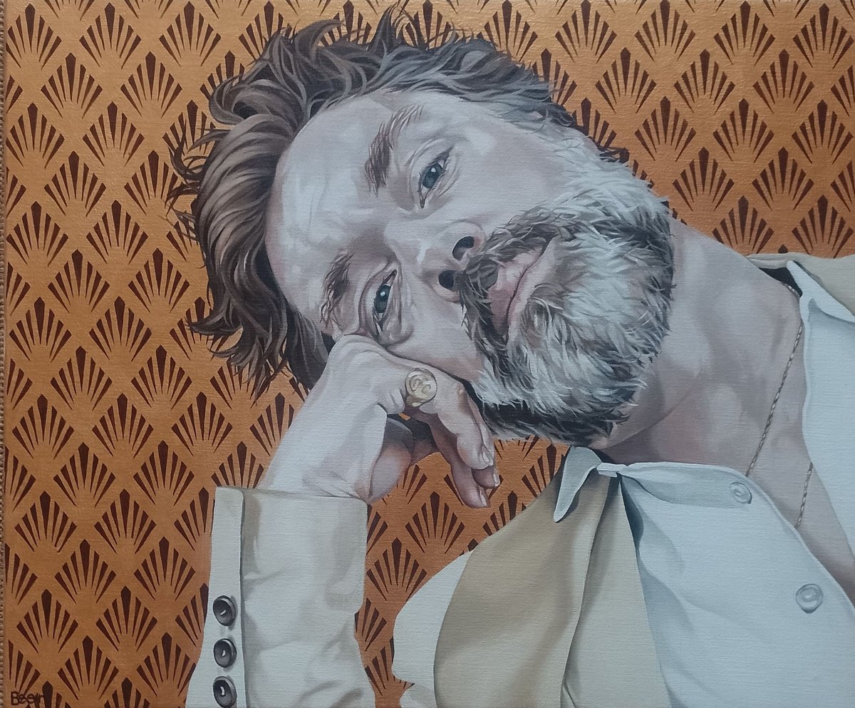 Photorealistic Portrait Oil Painting By Jo Beer, 24 X 20, Rufus Wainwright, Original Artwork